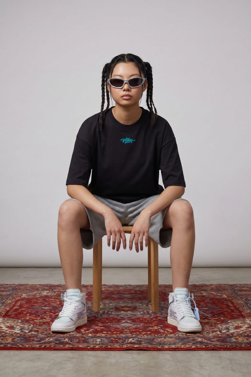 Kadın Anatolian Oversize Siyah Premium T-Shirt