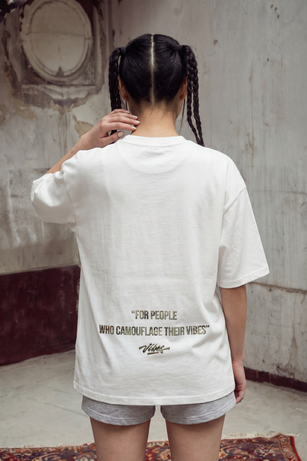 Kadın Chaos Oversize Kırık Beyaz Premium T-Shirt
