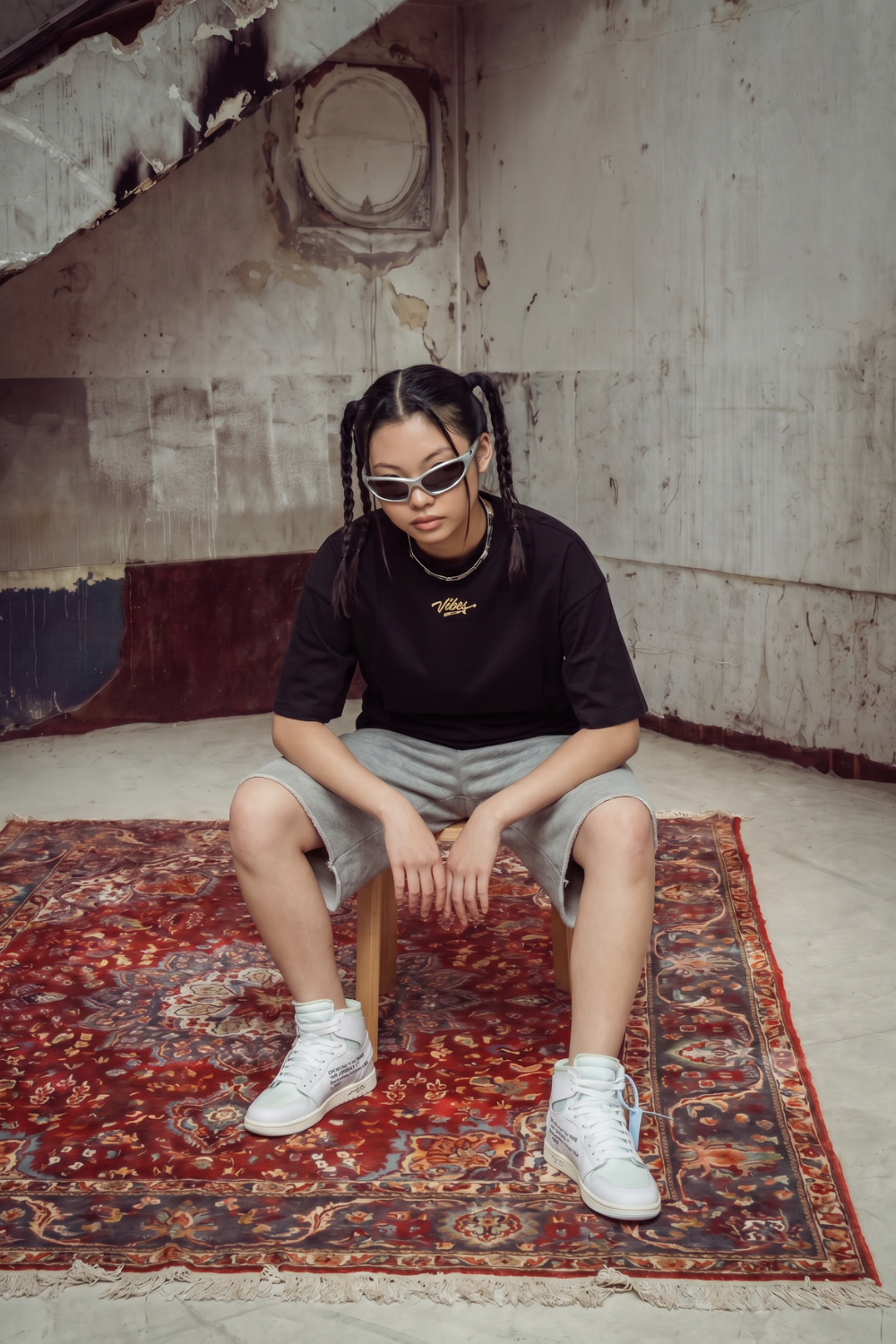 Kadın Rhytm Oversize Siyah Premium T-Shirt