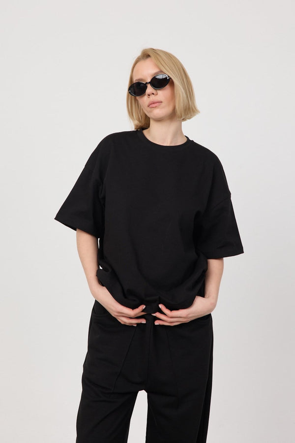Kadın Chill Oversize Premium Siyah T-Shirt