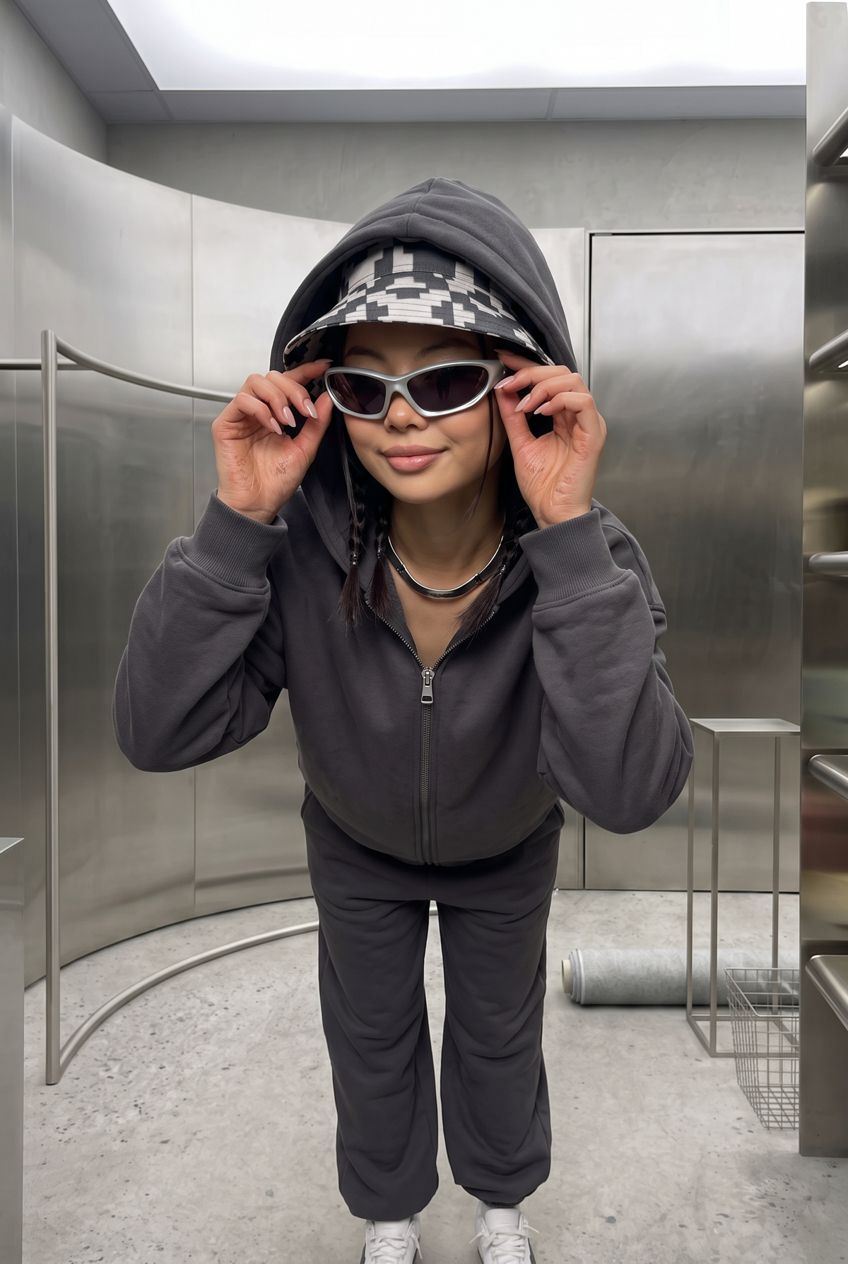 Kadın Chill Oversize Antrasit Zip Sweatshirt