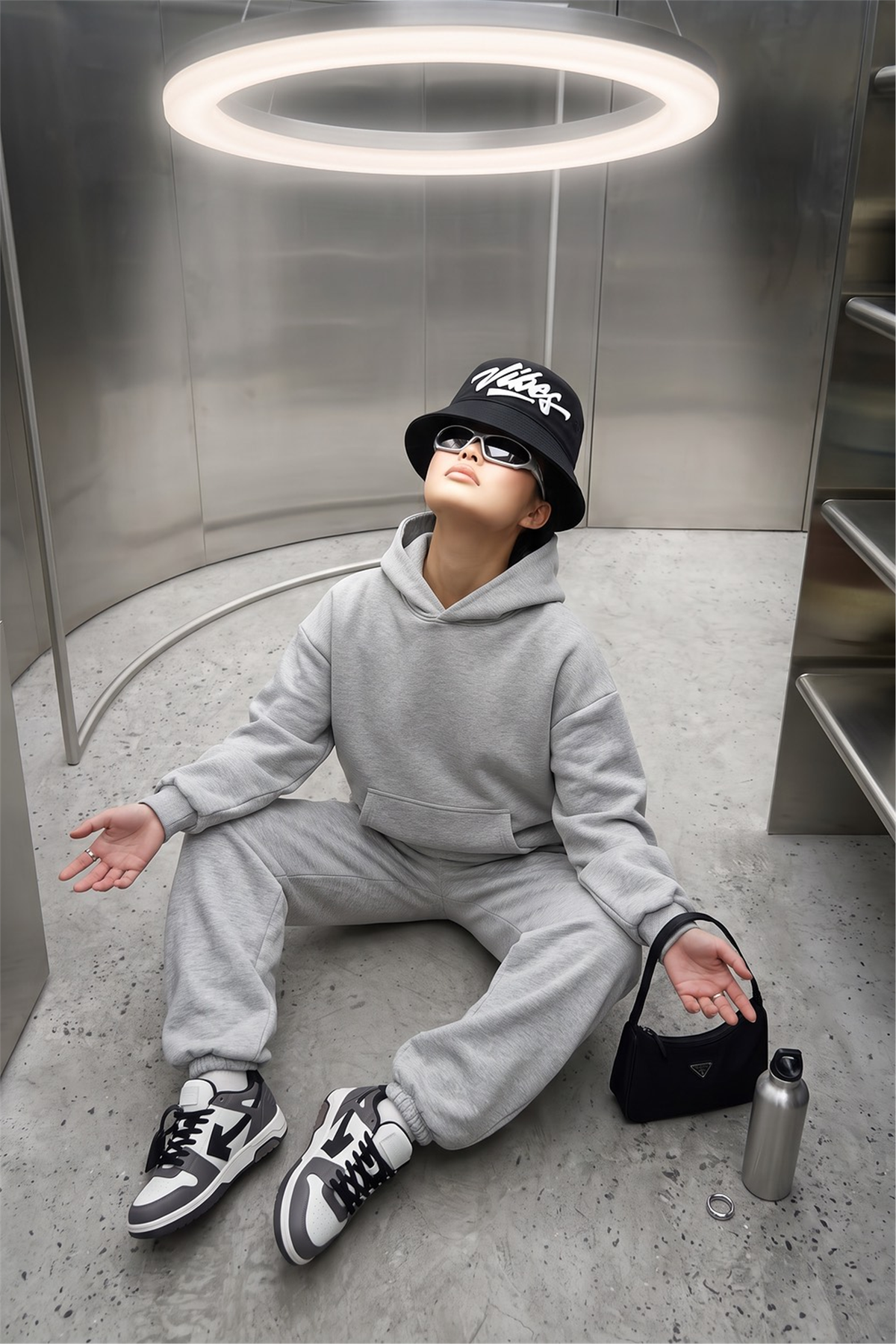 Kadın Chill Oversize Gri Hoodie