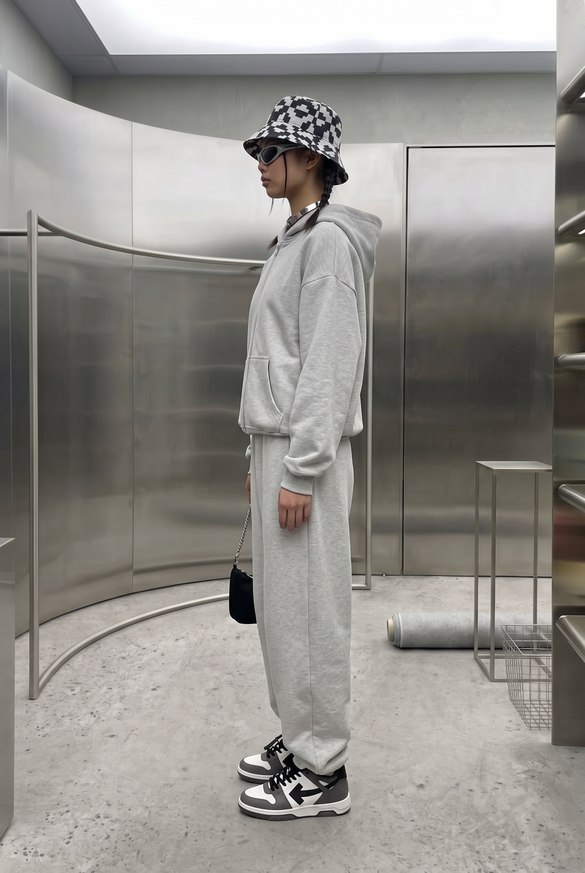 Kadın Chill Oversize Gri Zip Sweatshirt