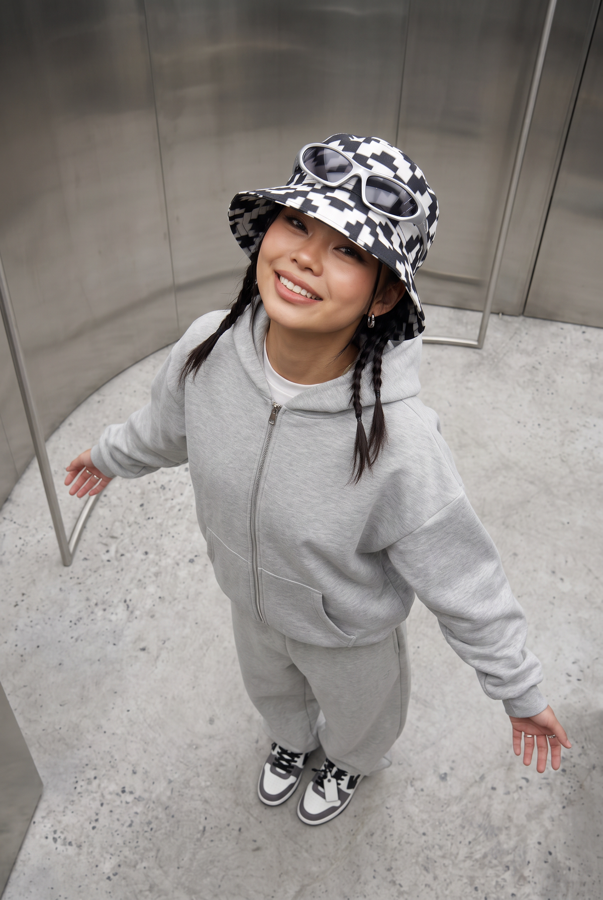 Kadın Chill Oversize Gri Zip Sweatshirt