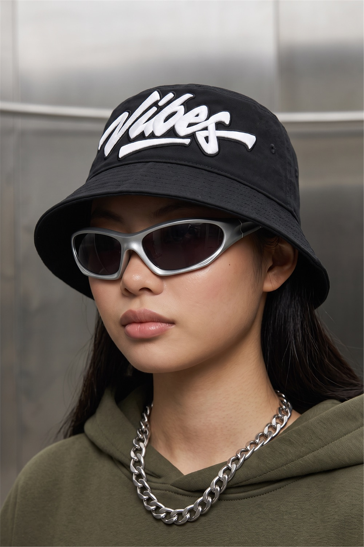 Kadın Chill Oversize Haki Hoodie