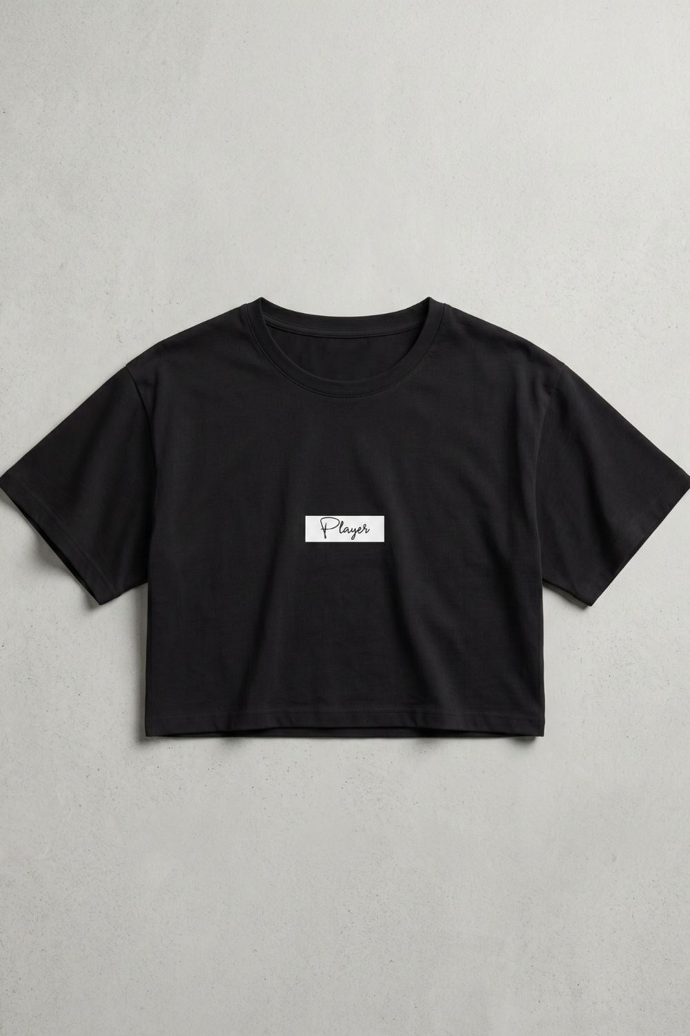 Kadın Kısa Player Siyah T-Shirt