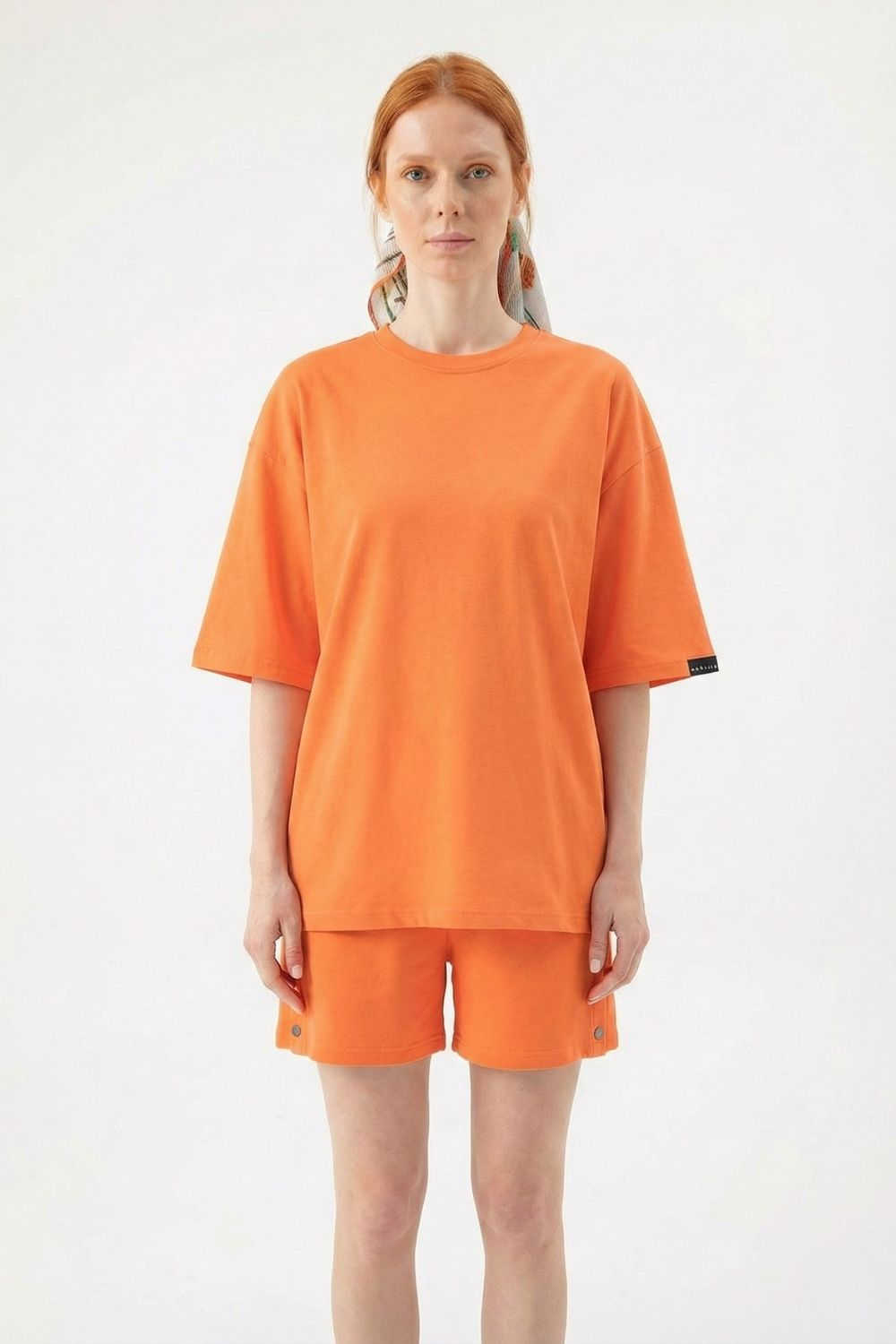 Kadın Plain Oversize Turuncu T-Shirt