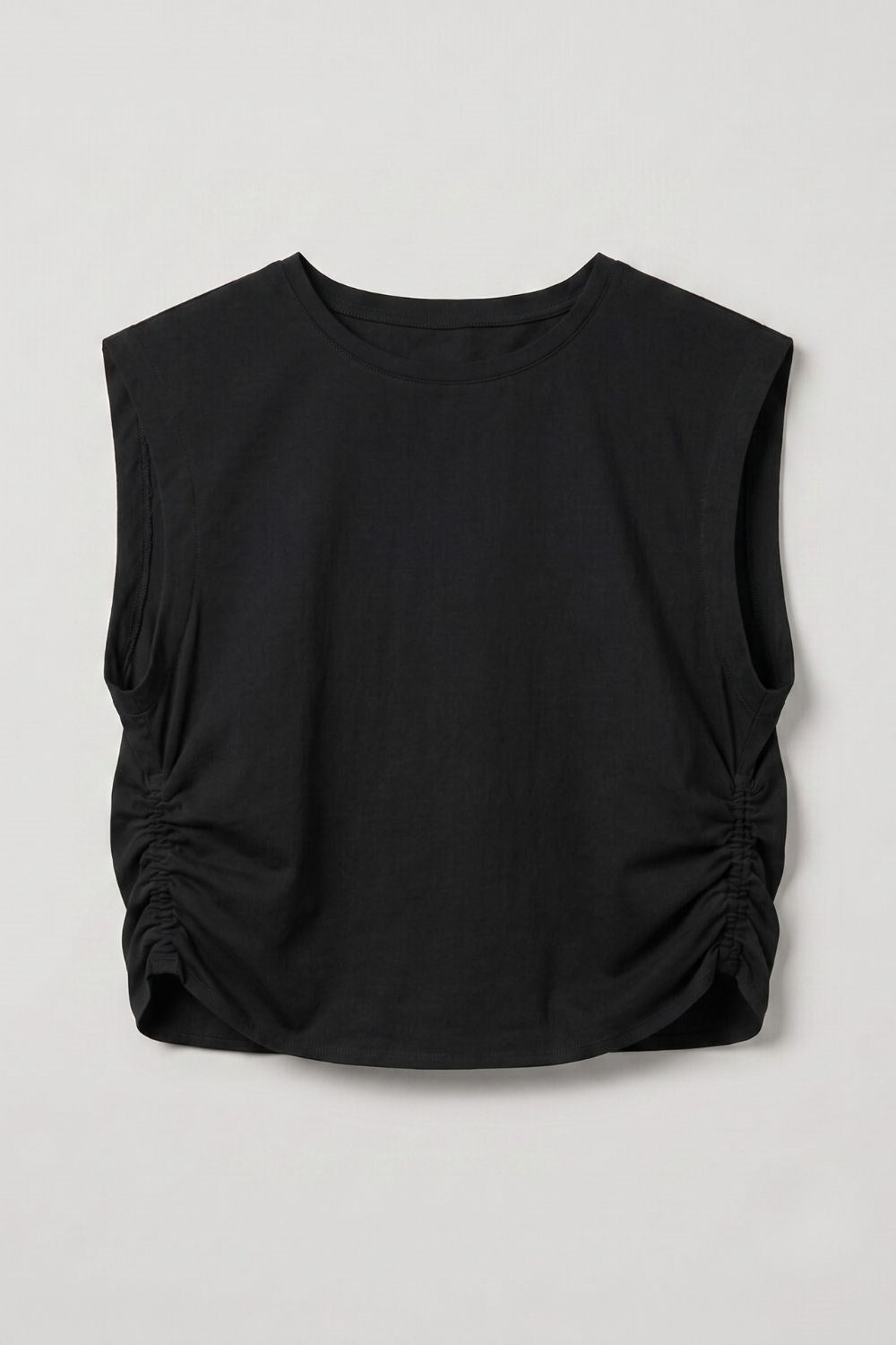 Kadın Siyah Büzgü Detaylı T-Shirt