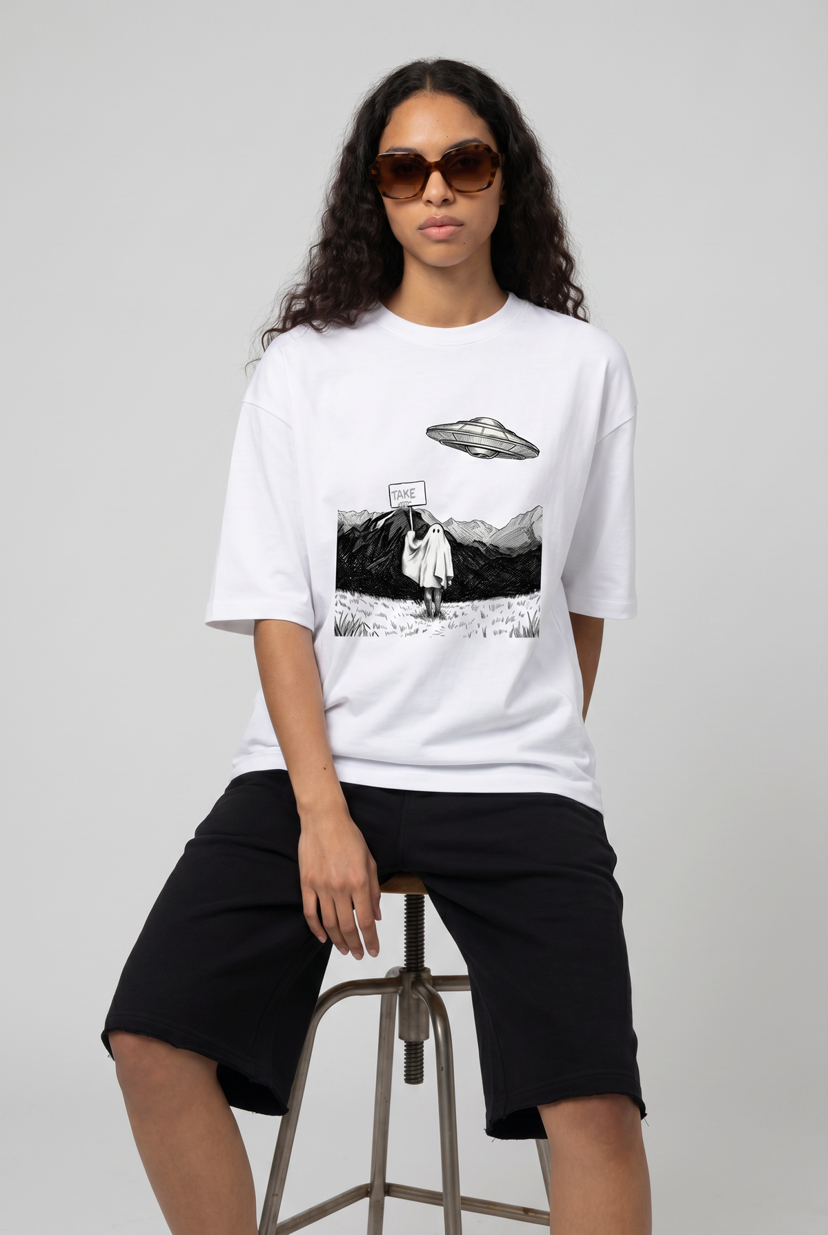 Kadın Take Me Oversize Beyaz T-Shirt