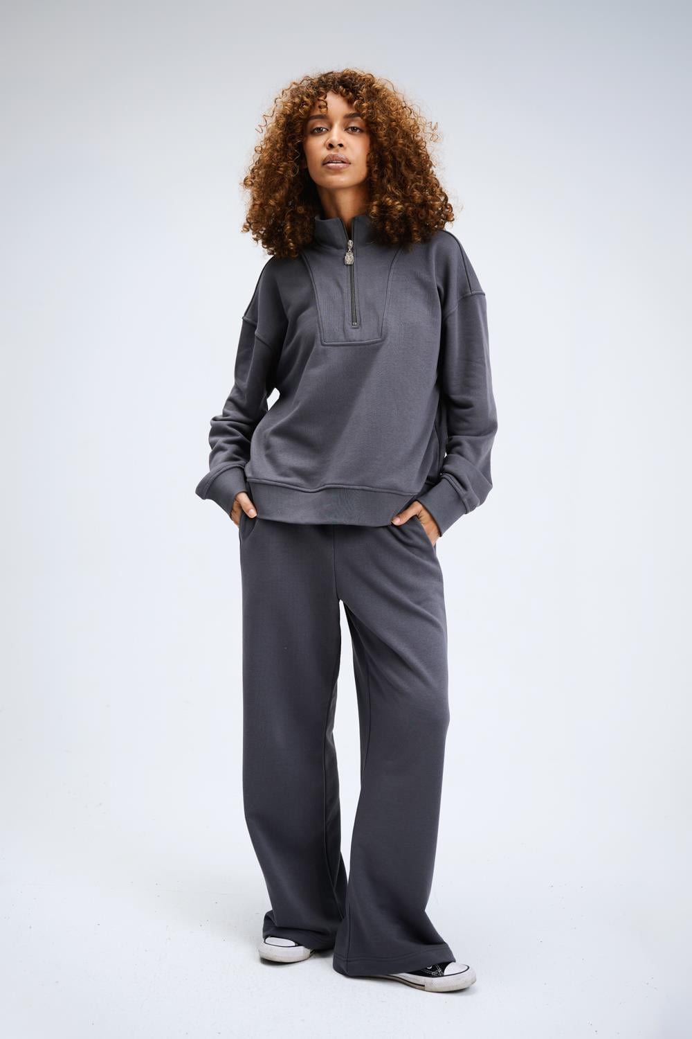 Kadın Timeless Fermuarlı Antrasit Sweatshirt