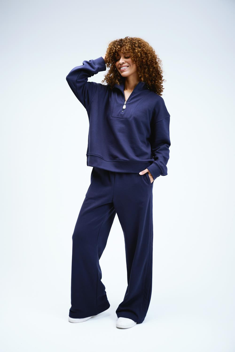 Kadın Timeless Fermuarlı Lacivert Sweatshirt