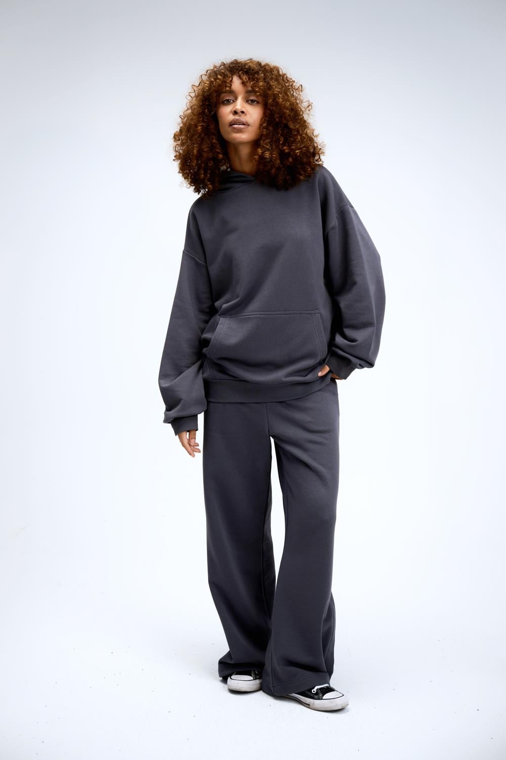 Kadın Timeless Oversize Antrasit Hoodie Sweatshirt