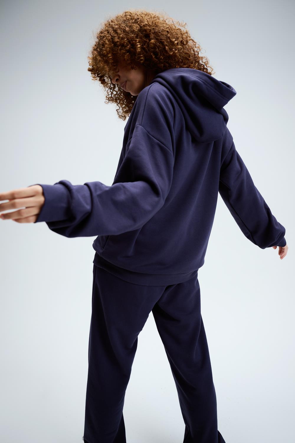Kadın Timeless Oversize Lacivert Hoodie Sweatshirt