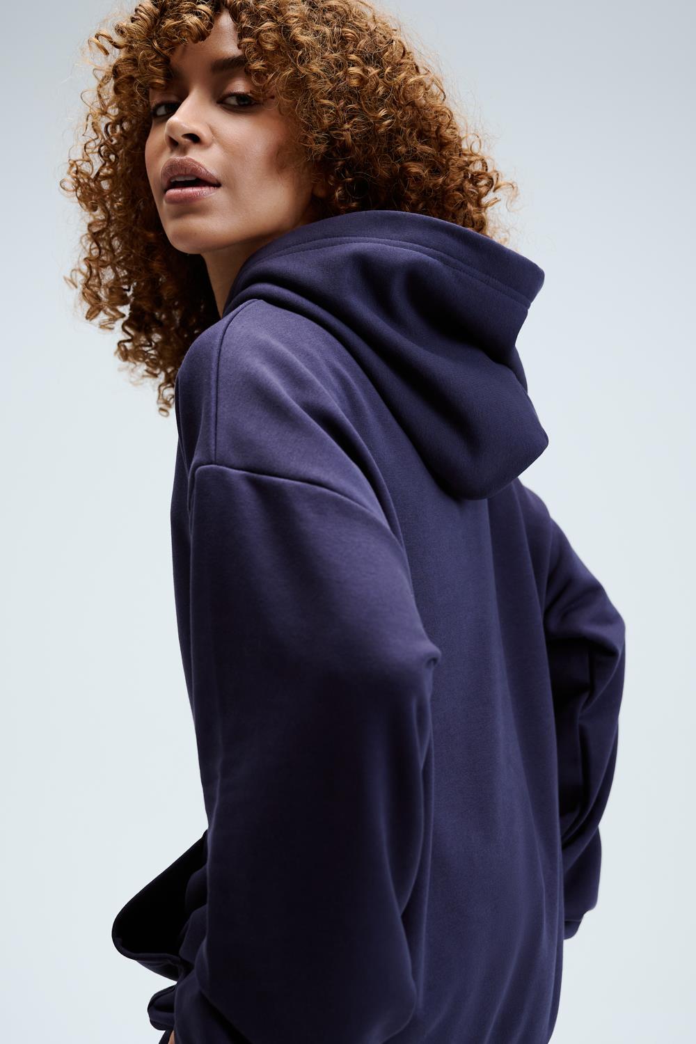 Kadın Timeless Oversize Lacivert Hoodie Sweatshirt