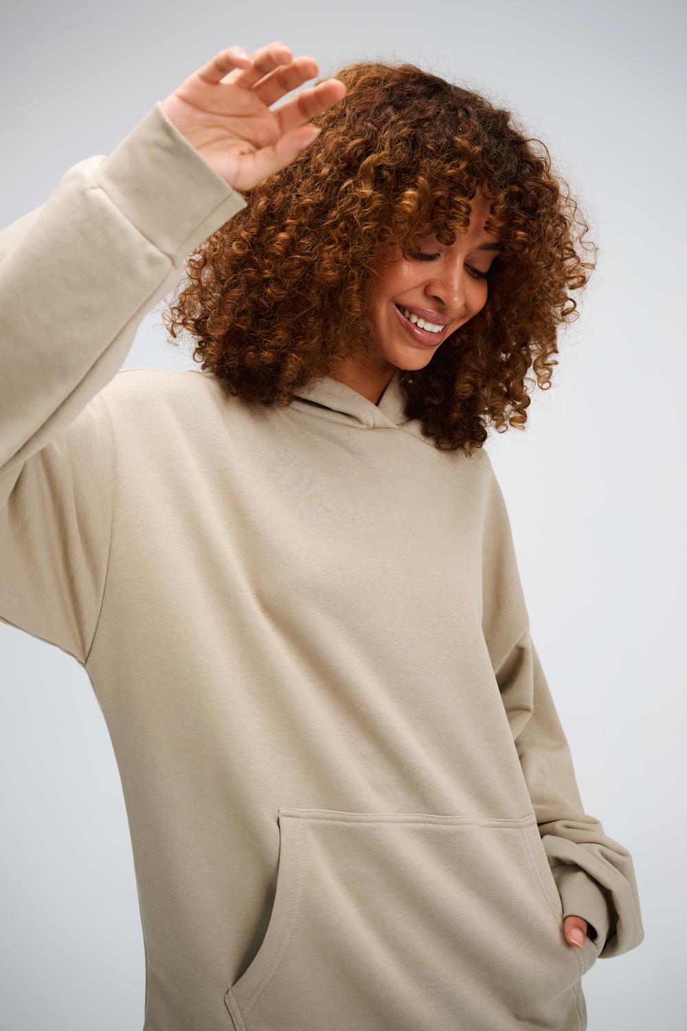 Kadın Timeless Oversize Vizon Hoodie Sweatshirt