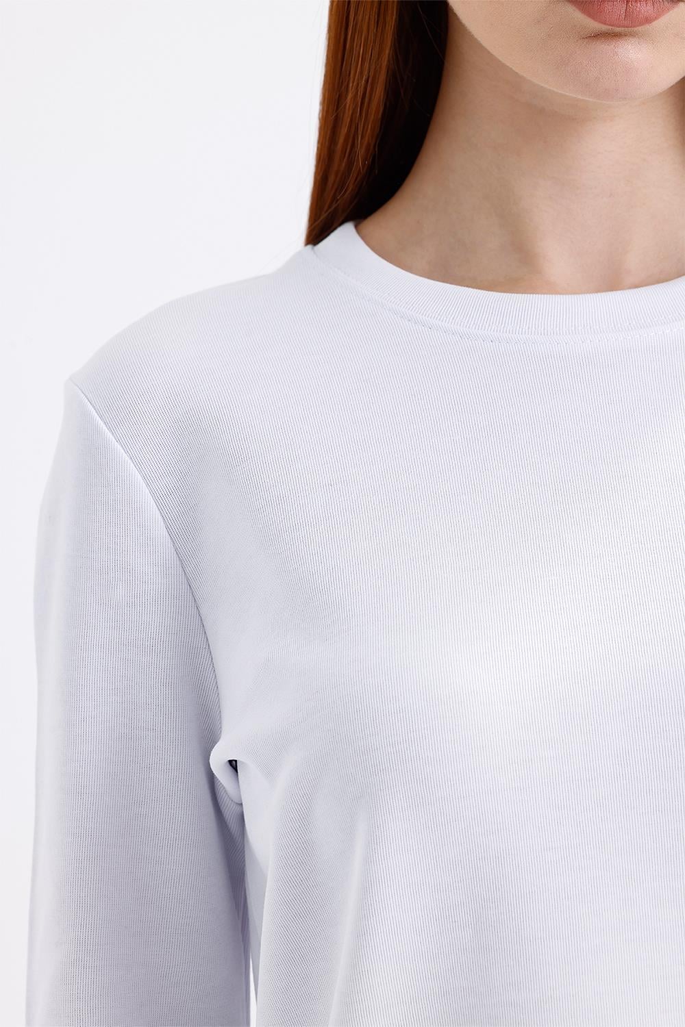 Kadın Uzun Kollu Basic Beyaz T-Shirt
