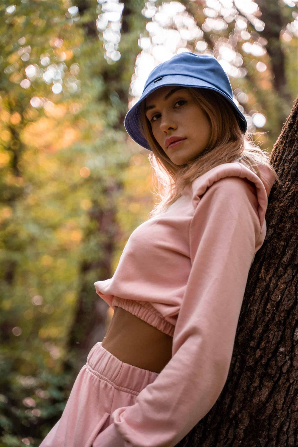 Kadın Vatkalı Kapşonlu Pembe Kısa Sweatshirt