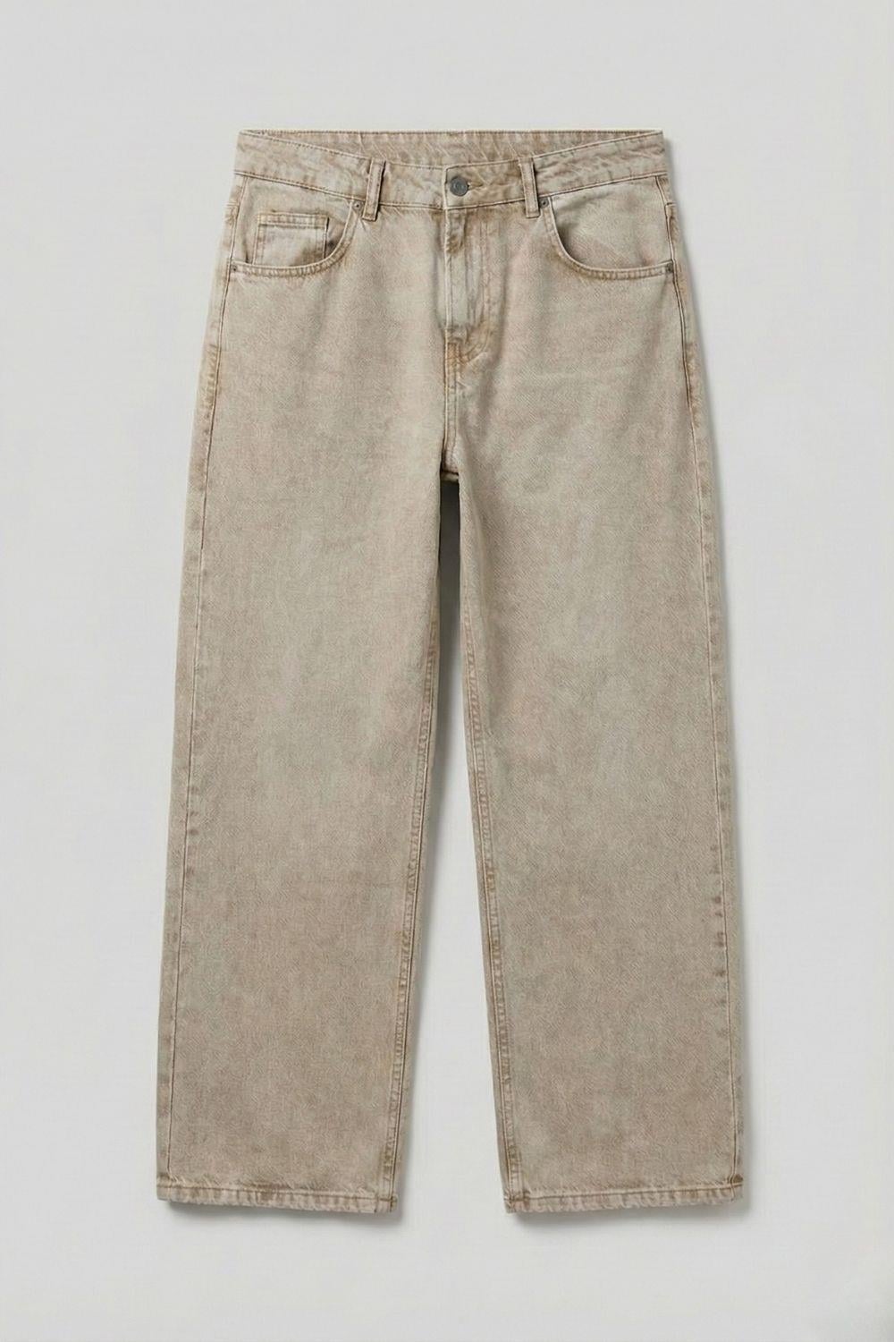 Erkek Loose Fit Bej Kot Pantolon