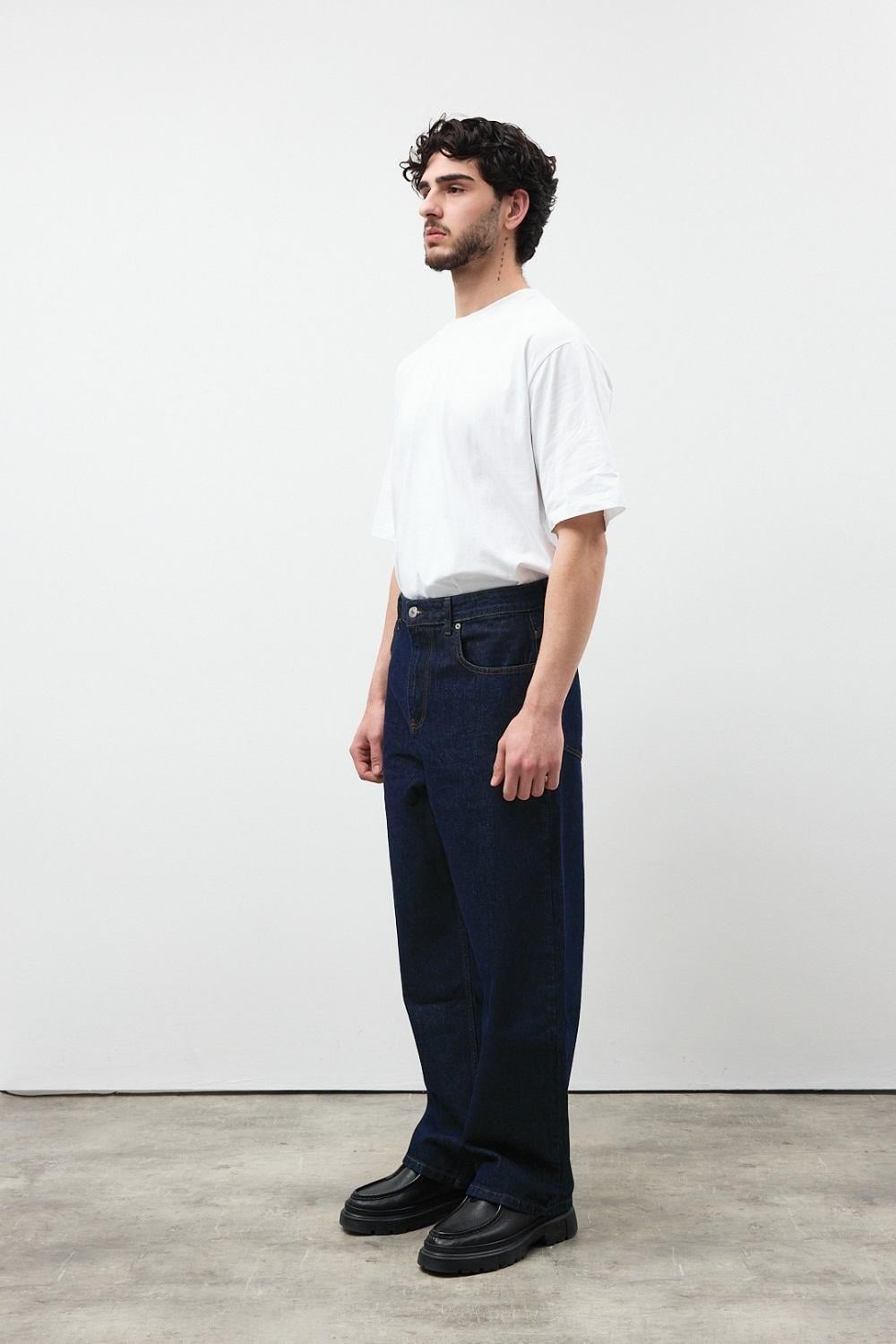 Erkek Loose Fit Mavi Kot Pantolon