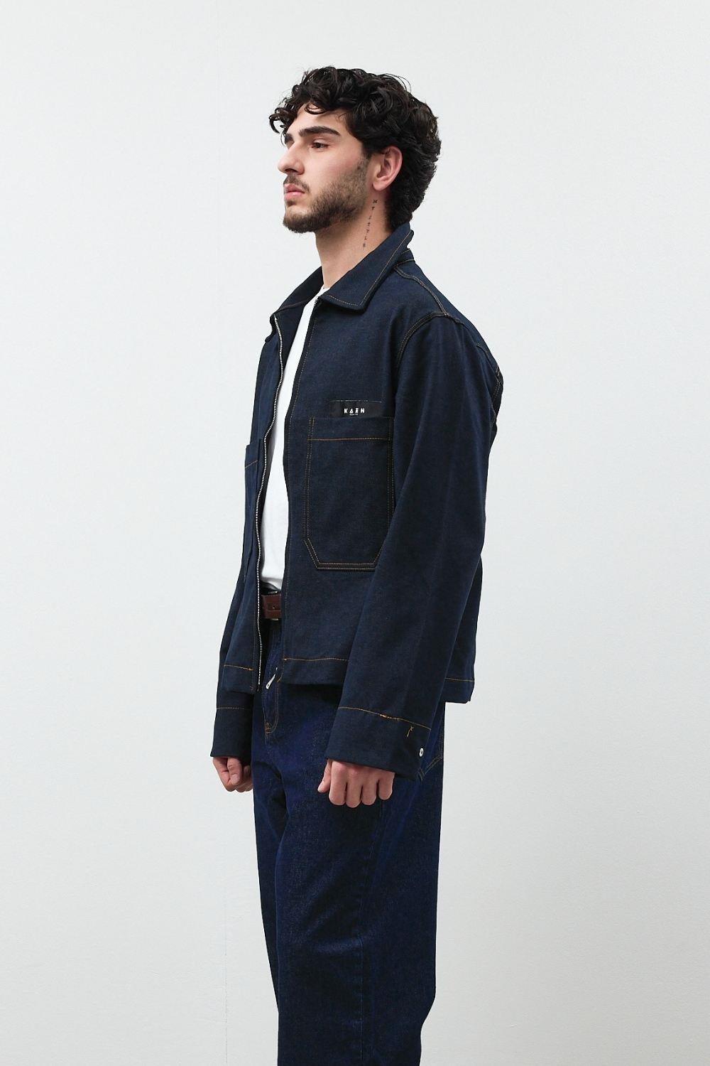 Erkek Oversize Fermuarlı Kot Ceket