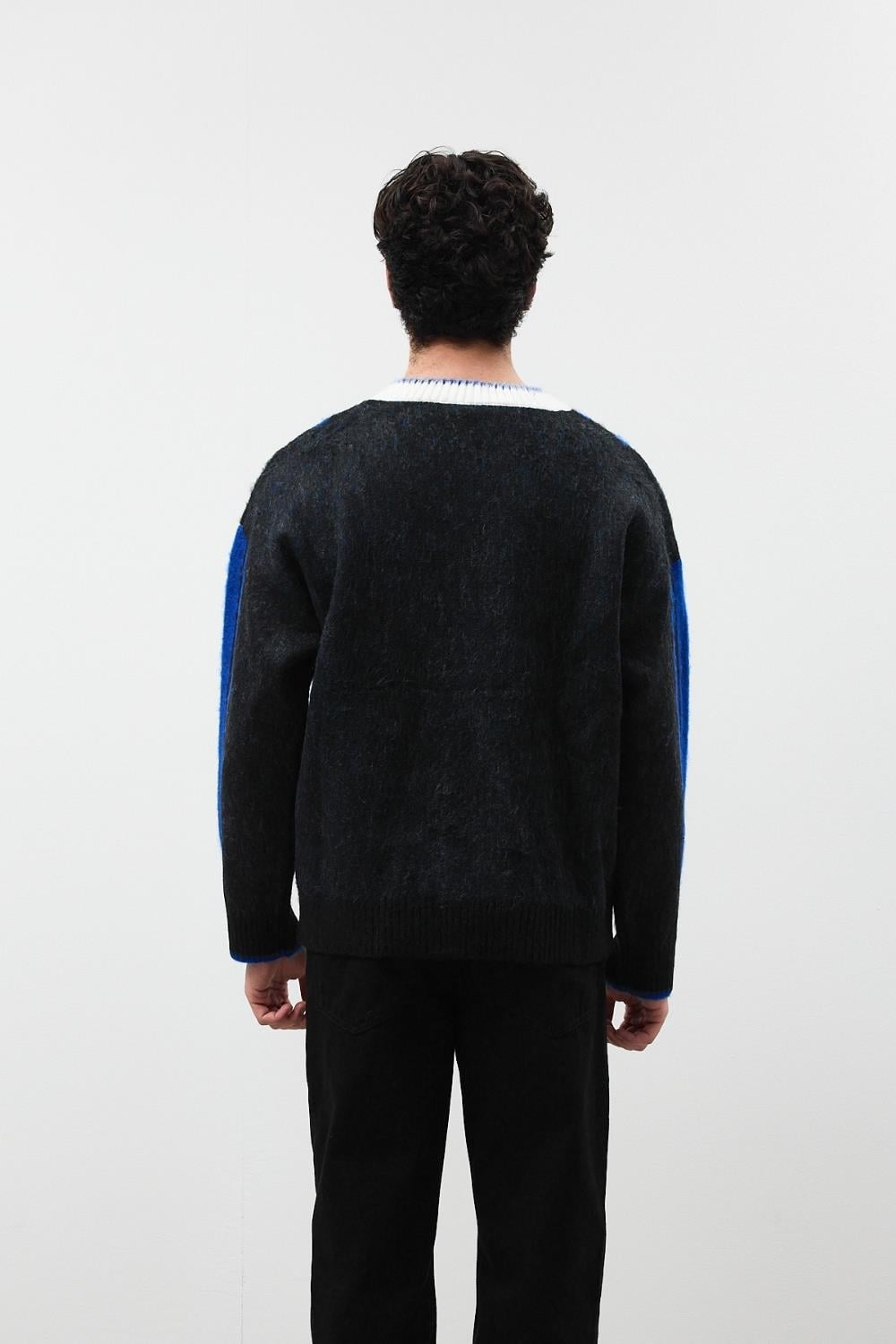 Erkek Selected Oversize Sakallı Çizgili Kazak