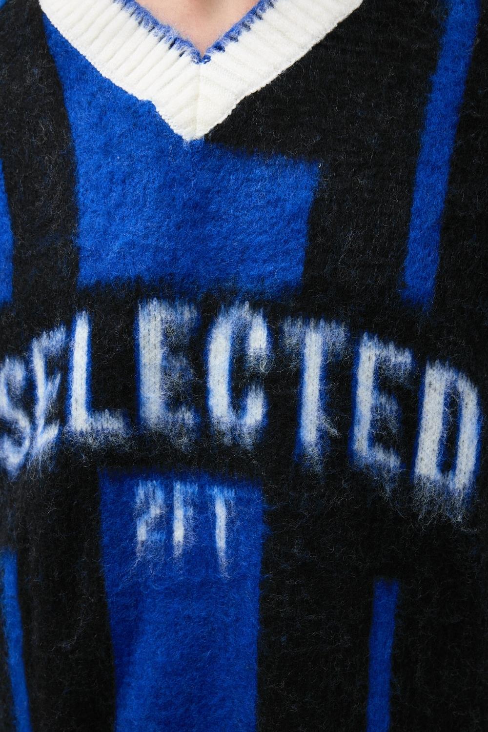 Erkek Selected Oversize Sakallı Çizgili Kazak