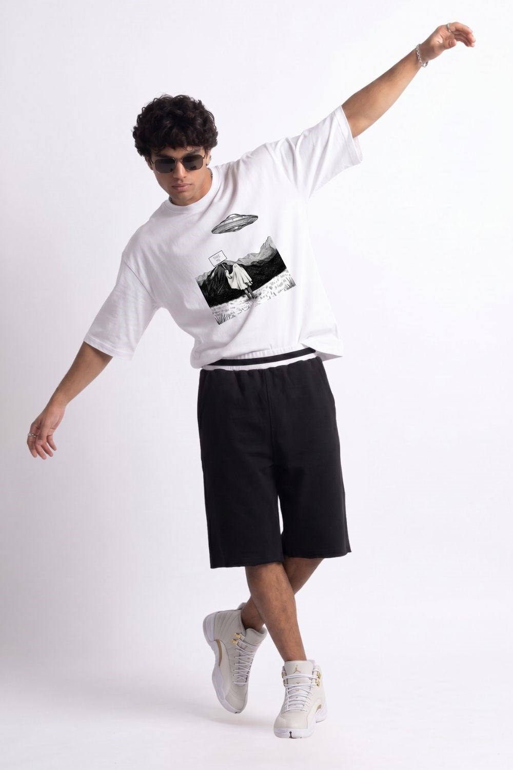 Erkek Take Me Oversize Beyaz T-Shirt