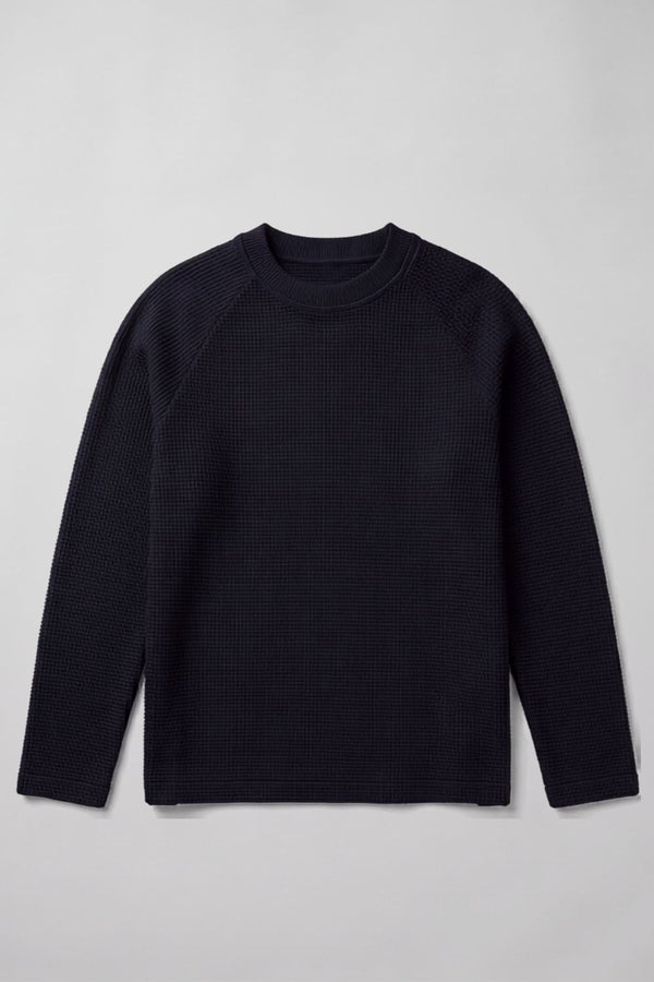 Waffle Reglan Uzun Kollu Lacivert T-Shirt
